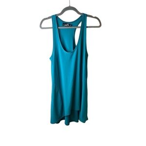 Sympli Teal Sleeveless Racerback Stretch Asymmetrical Dress Womens size 10